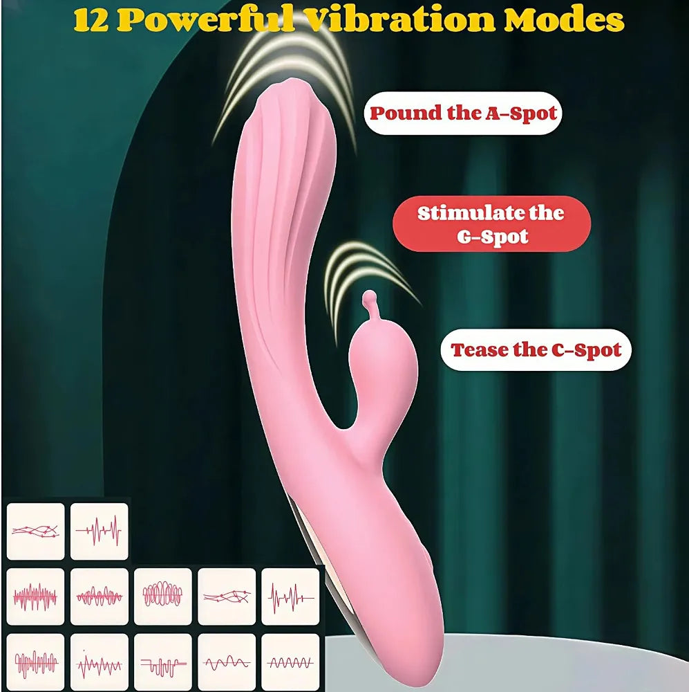Dual-Stimulation Rabbit Vibrator for G-Spot and Clitoral Pleasure, Waterproof Silicone Adult Toy