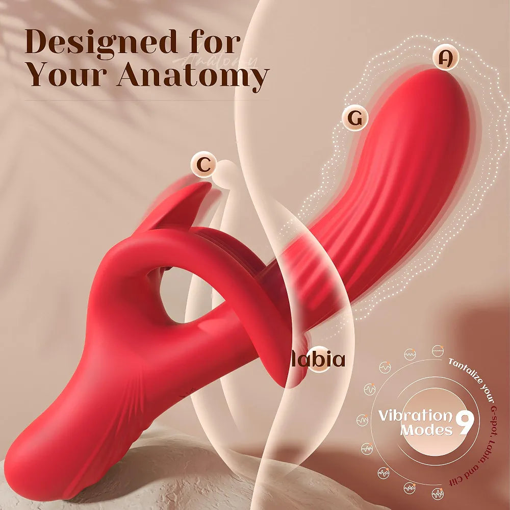 Toendi Rabbit G-Spot Vibrator with 9 Thrusting and 9 Vibration Modes for Clitoral Stimulation