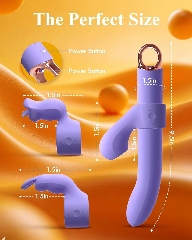 Rabbit G-Spot Dildo Vibrator with 10 Vibration, 3 Licking, and 3 Tapping Modes for Clitoral and Nipple Stimulation