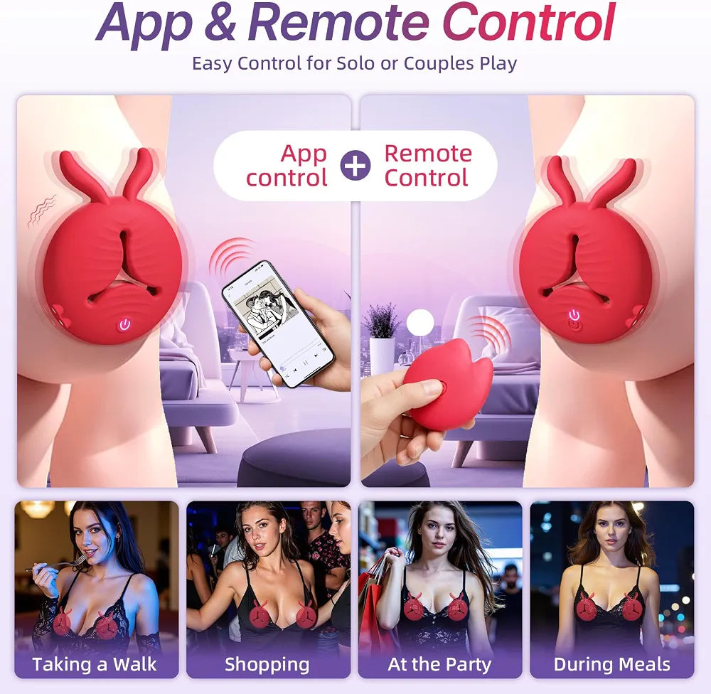 4-in-1 BDSM Nipple Stimulation Set with 10-Mode Vibrating Clamps and Weighted Pleasure Tools