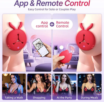 4-in-1 BDSM Nipple Stimulation Set with 10-Mode Vibrating Clamps and Weighted Pleasure Tools