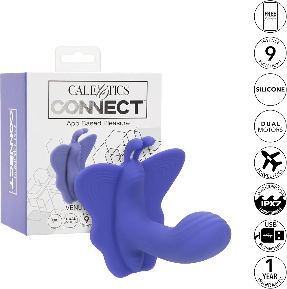 CalExotics Connect Venus Butterfly Wearable App-Controlled Vibrator with 9 Vibration Modes and Waterproof Silicone