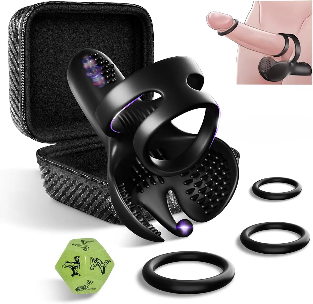 Premium App-Controlled Silicone Vibrating Cock Ring with Dual Stimulation