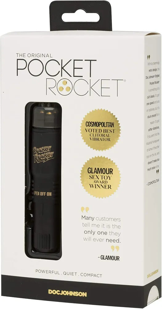 Doc Johnson Pocket Rocket Discreet Clitoral Vibrator - Compact & Powerful Black Massager
