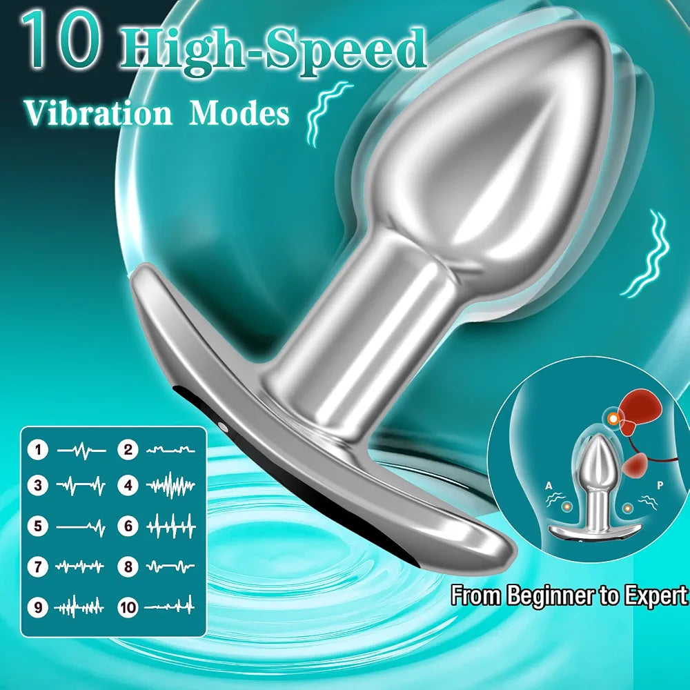 Premium 4-Piece Metal Anal Plug Set with Remote-Controlled Vibration and Prostate Stimulation