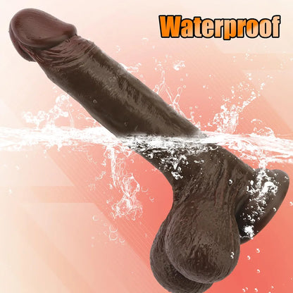 9.05" Realistic Liquid Silicone Dildo with Suction Cup and Swinging Balls