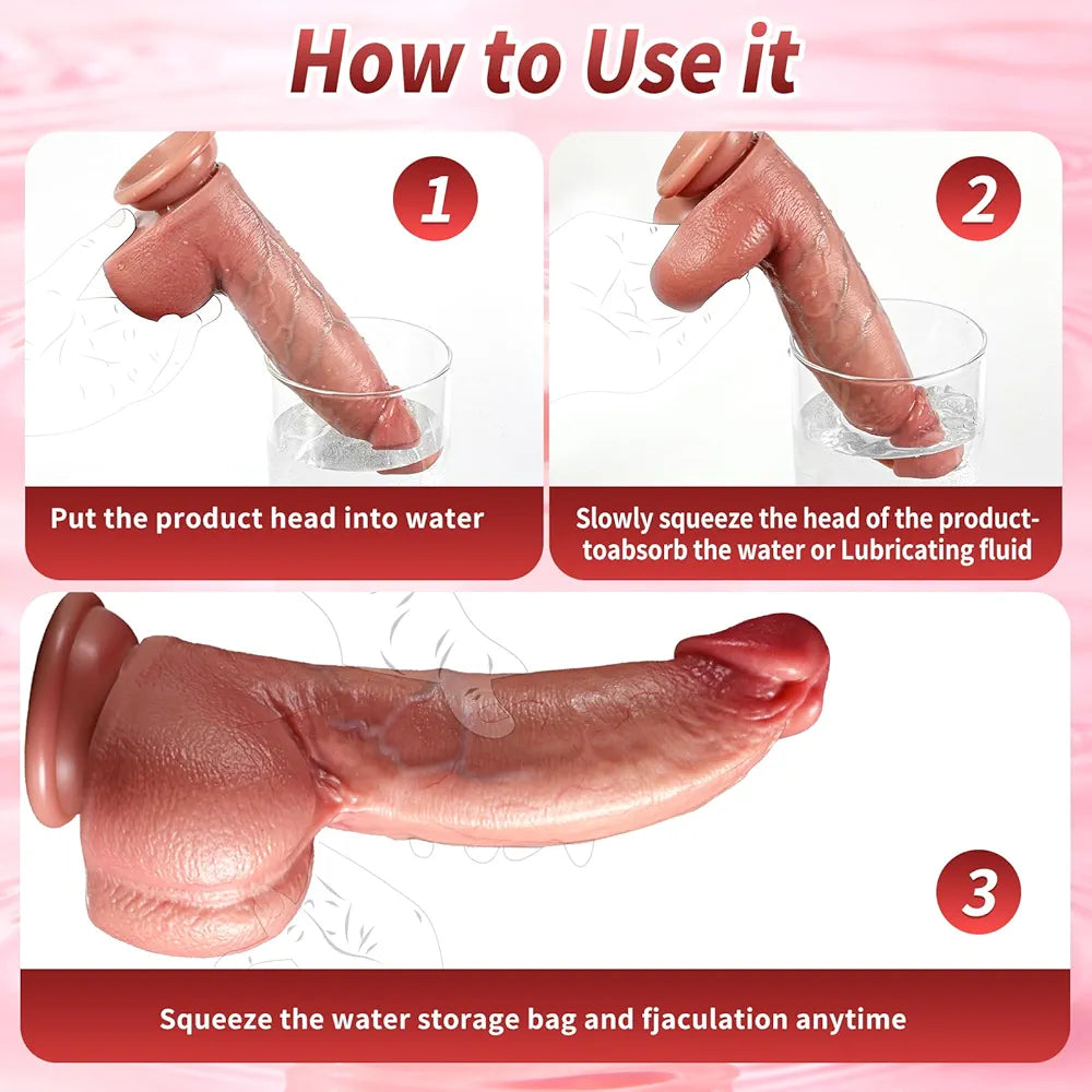 8-Inch Realistic Silicone Suction Cup Dildo with Soft Skin-Like Texture for G-Spot and Anal Stimulation