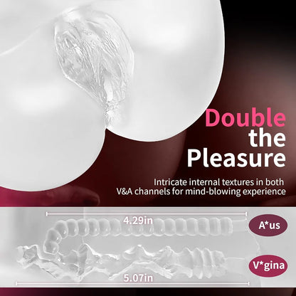 Premium Realistic 4.62LB Dual-Entry Masturbator with Soft Tactile Buttocks and Visual Vagina/Anal Stimulation
