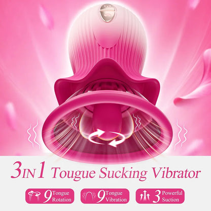 Rose AI-Sync Vibrator: 21-Mode Suction, Licking & Vibration Toy for Clitoral and Anal Stimulation