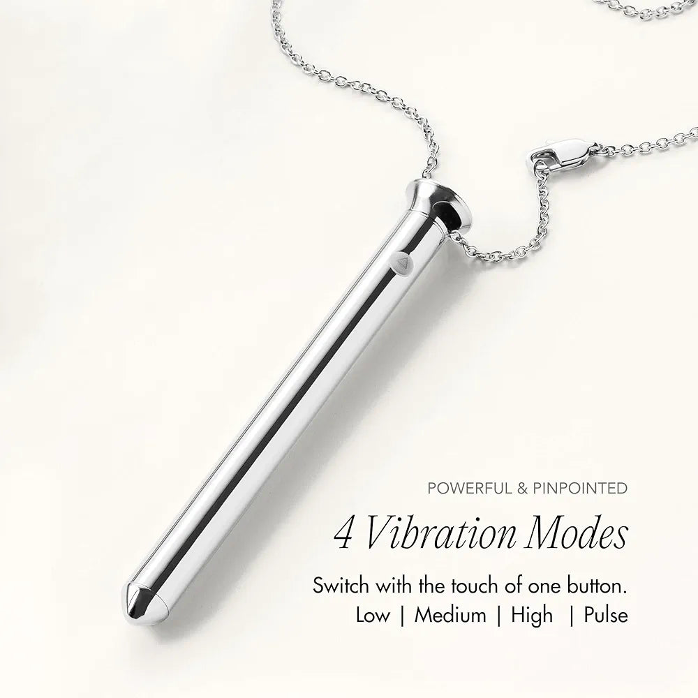 Crave Vesper Original Discreet Vibrating Necklace - Luxury Wearable Adult Toy, Silver