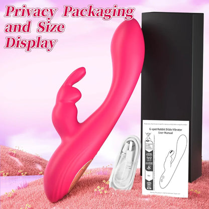 Dual-Action Rabbit G-Spot and Clitoral Vibrator - 10-Mode Waterproof Silicone Sex Toy for Women