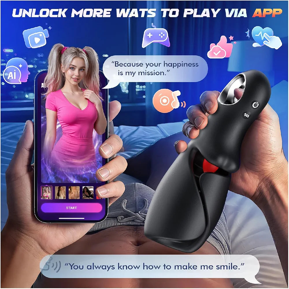 EINSEO Smart App-Controlled Male Masturbator with Tongue Licking and 10 Vibration Modes