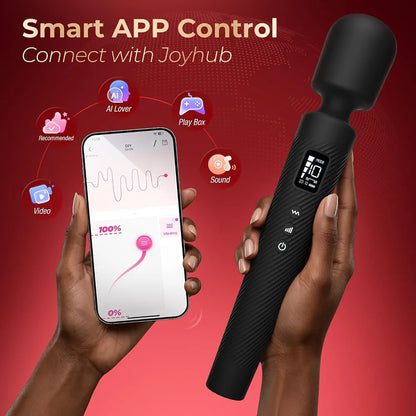 MOOLIGIRL Rechargeable App-Controlled Wand Massager with 3 Silicone Attachments