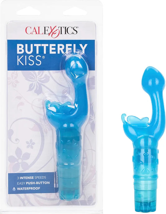 CalExotics Original Butterfly Kiss Multi-Speed Waterproof Clitoral and G-Spot Vibrator - Blue