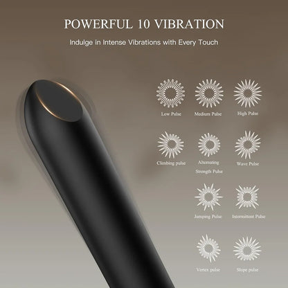 Rechargeable Angled Tip Bullet Vibrator with 10 Modes for Targeted Clitoral and G-Spot Stimulation