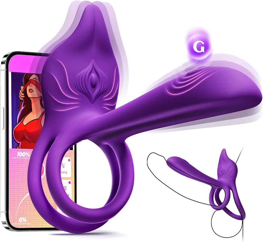 MOOLIGIRL Dual Penis Ring Vibrator with Fox Clitoral Stimulator and G-Spot Massager