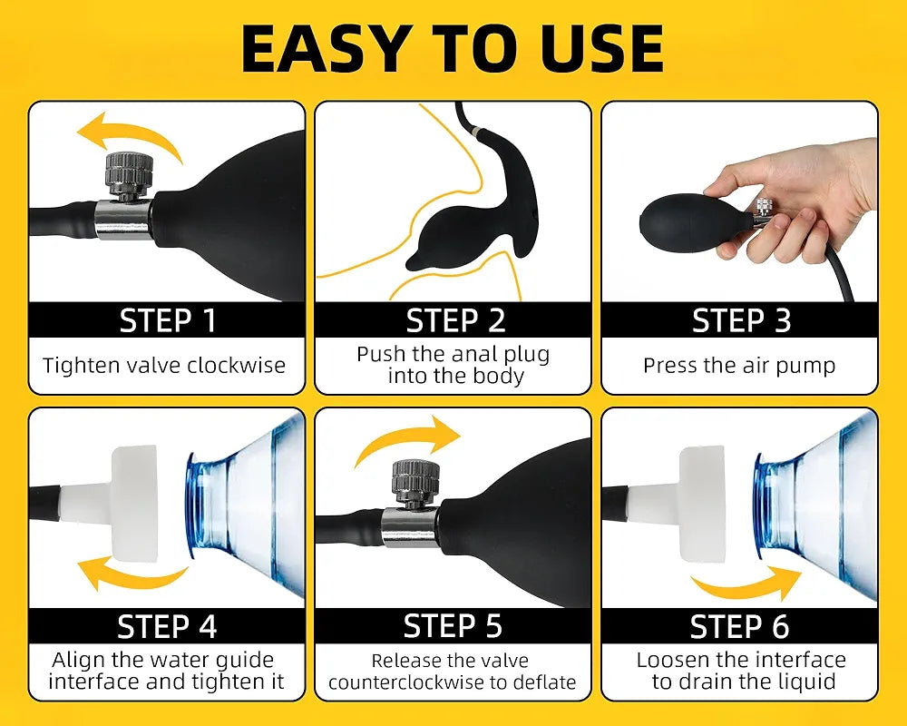 Inflatable Anal Cleaning and Expansion Device for Beginners and Advanced Users, Black