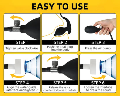 Inflatable Anal Cleaning and Expansion Device for Beginners and Advanced Users, Black