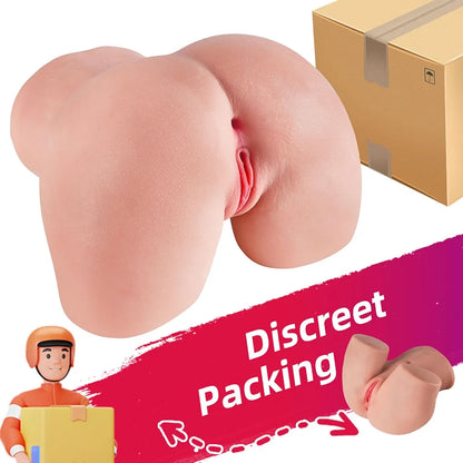 Realistic Dual-Channel Male Masturbator: 3D Lifelike Soft Butt with Vagina and Anal Pleasure Pockets (5.9 LB)
