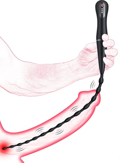 Flexible Silicone Urethral Sounding Rod and Vibrating Prostate Massager for Men
