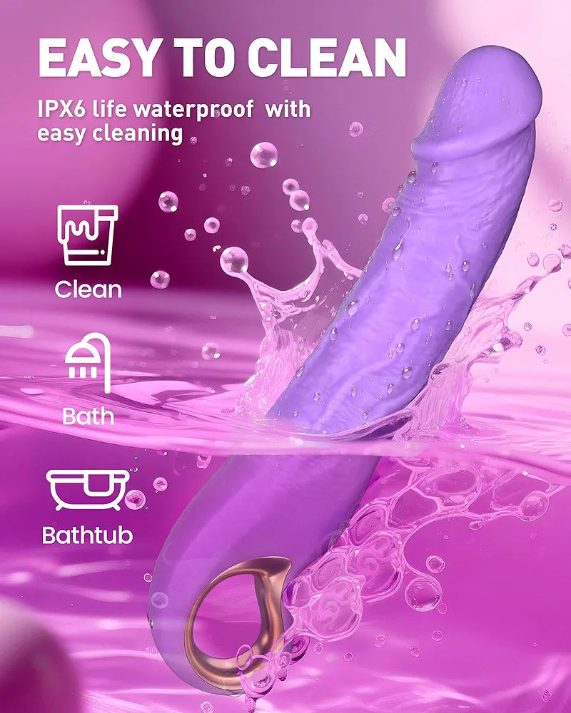 9-Inch Thrusting G-Spot Vibrating Dildo with 10 Vibration Patterns and 3 Thrusting Modes, Waterproof Silicone Adult Toy for Couples
