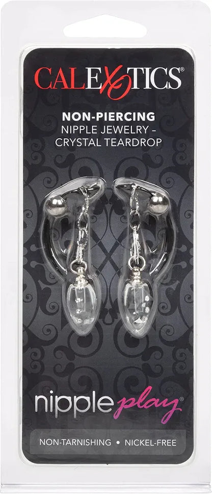 CalExotics Crystal Teardrop Non-Piercing Nipple Clamps - Clear
