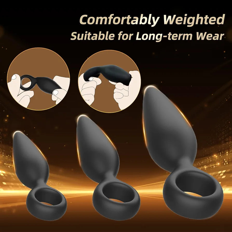 3-Piece Silicone Anal Training Kit with Flared Base for Beginners and Advanced Users