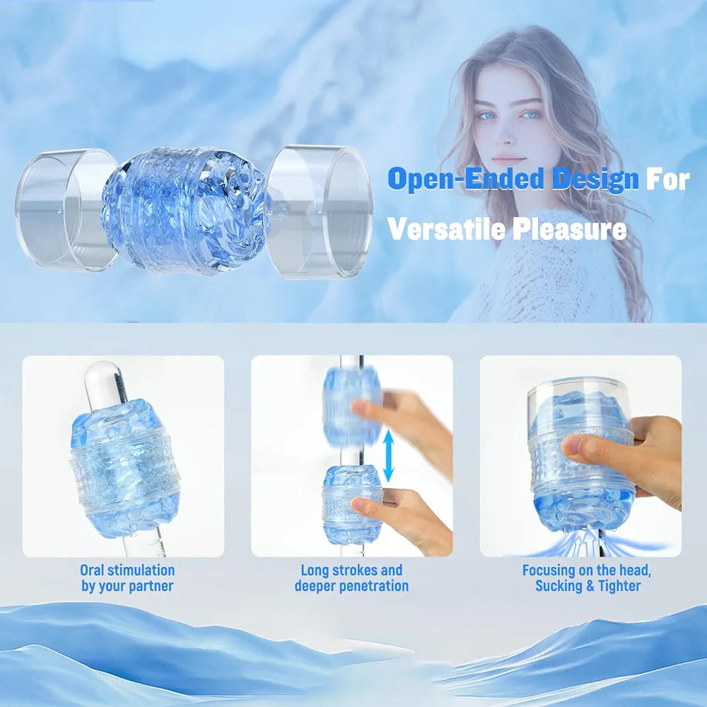 Spiral Motion Realistic Manual Stroker Masturbation Sleeve for Men - Open-Ended Crystal Texture