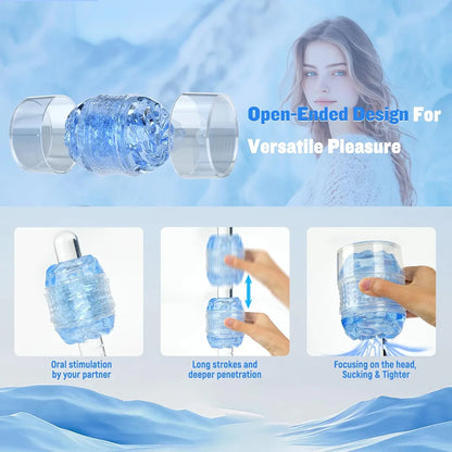 Spiral Motion Realistic Manual Stroker Masturbation Sleeve for Men - Open-Ended Crystal Texture
