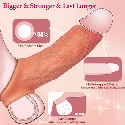 Reusable Silicone Penis Extender and Delay Sleeve for Enhanced Performance