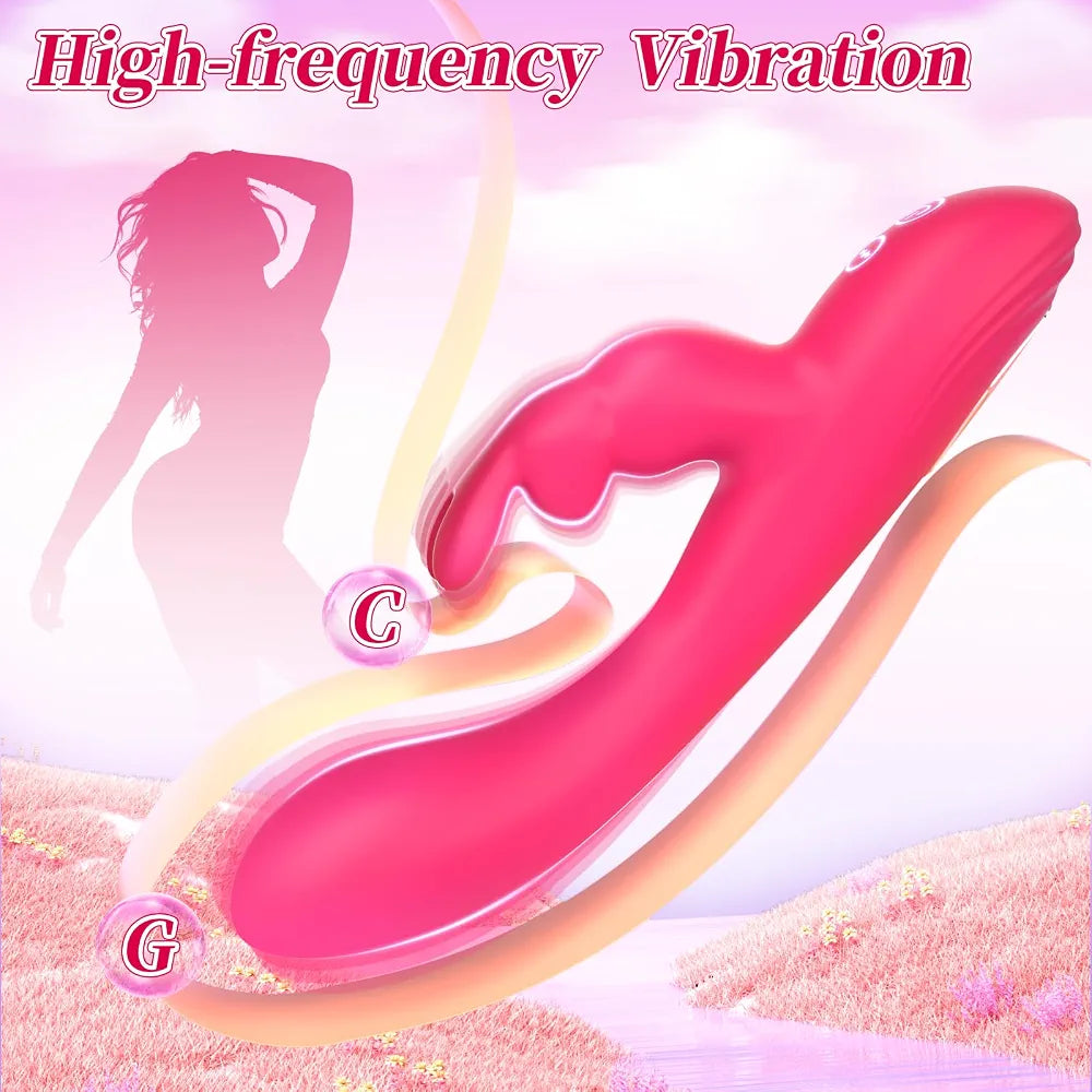 Dual-Action Rabbit G-Spot and Clitoral Vibrator with 100 Vibration Modes, Waterproof Silicone