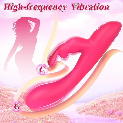 Dual-Action Rabbit G-Spot and Clitoral Vibrator with 100 Vibration Modes, Waterproof Silicone