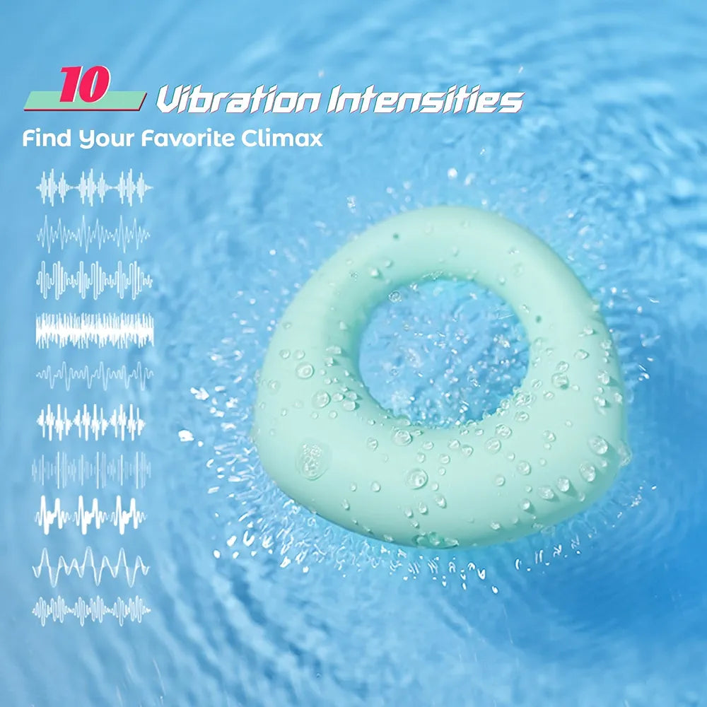HOESDIK Rechargeable Silicone Vibrating Cock Ring with App Control and 10 Vibration Modes