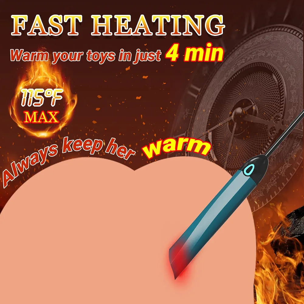 Dual-Channel Masturbator Heating Rod: 115°F Fast-Heating Stick with Auto Temperature Control and Indicator Light