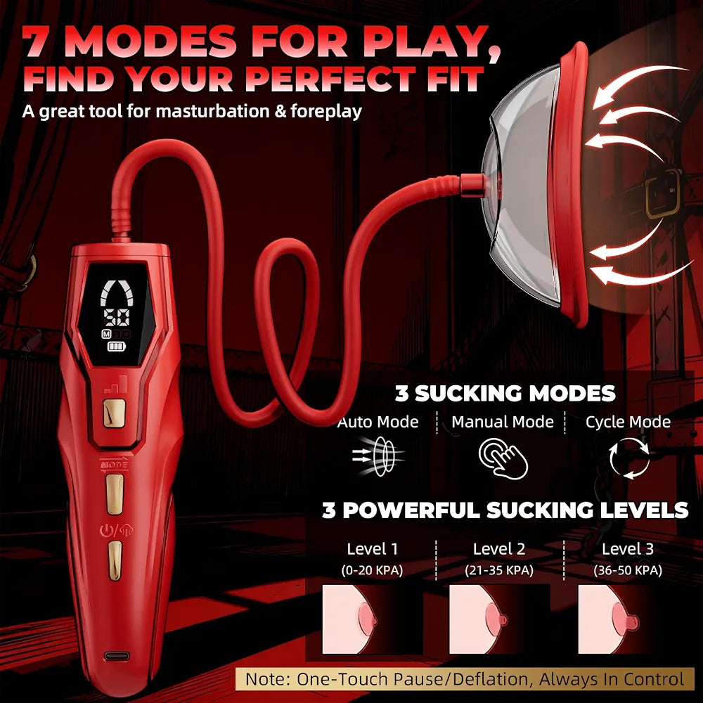 Automatic Clitoral and Nipple Suction Pump with 5 Cups, 3 Modes, and 3 Pressure Levels