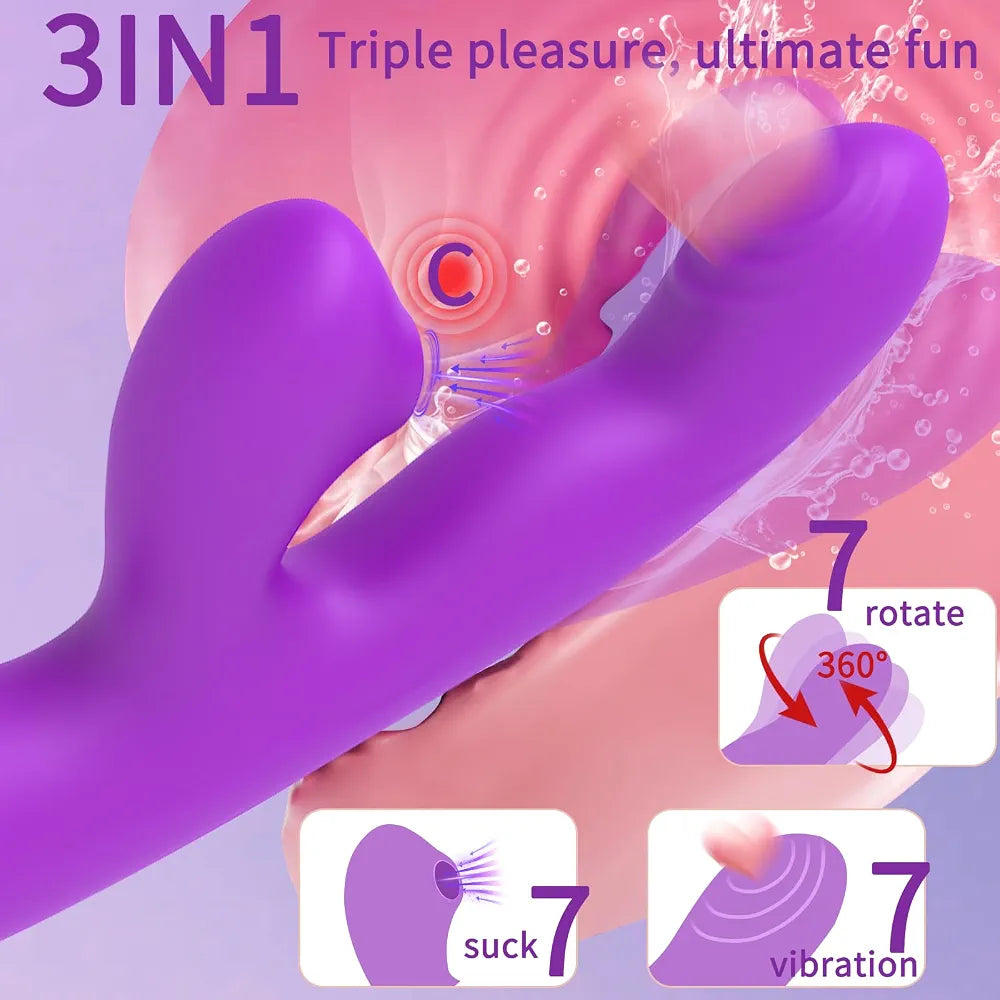 Advanced Rabbit G-Spot Vibrator with Suction, Rotation, and 7-Mode Stimulation for Couples