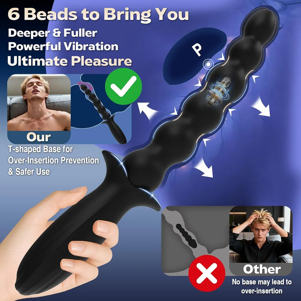 Premium 4-Piece Silicone Anal Training Kit: Vibrating Beads and Butt Plug Set with 10 Stimulation Modes