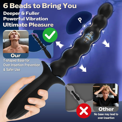 Premium 4-Piece Silicone Anal Training Kit: Vibrating Beads and Butt Plug Set with 10 Stimulation Modes