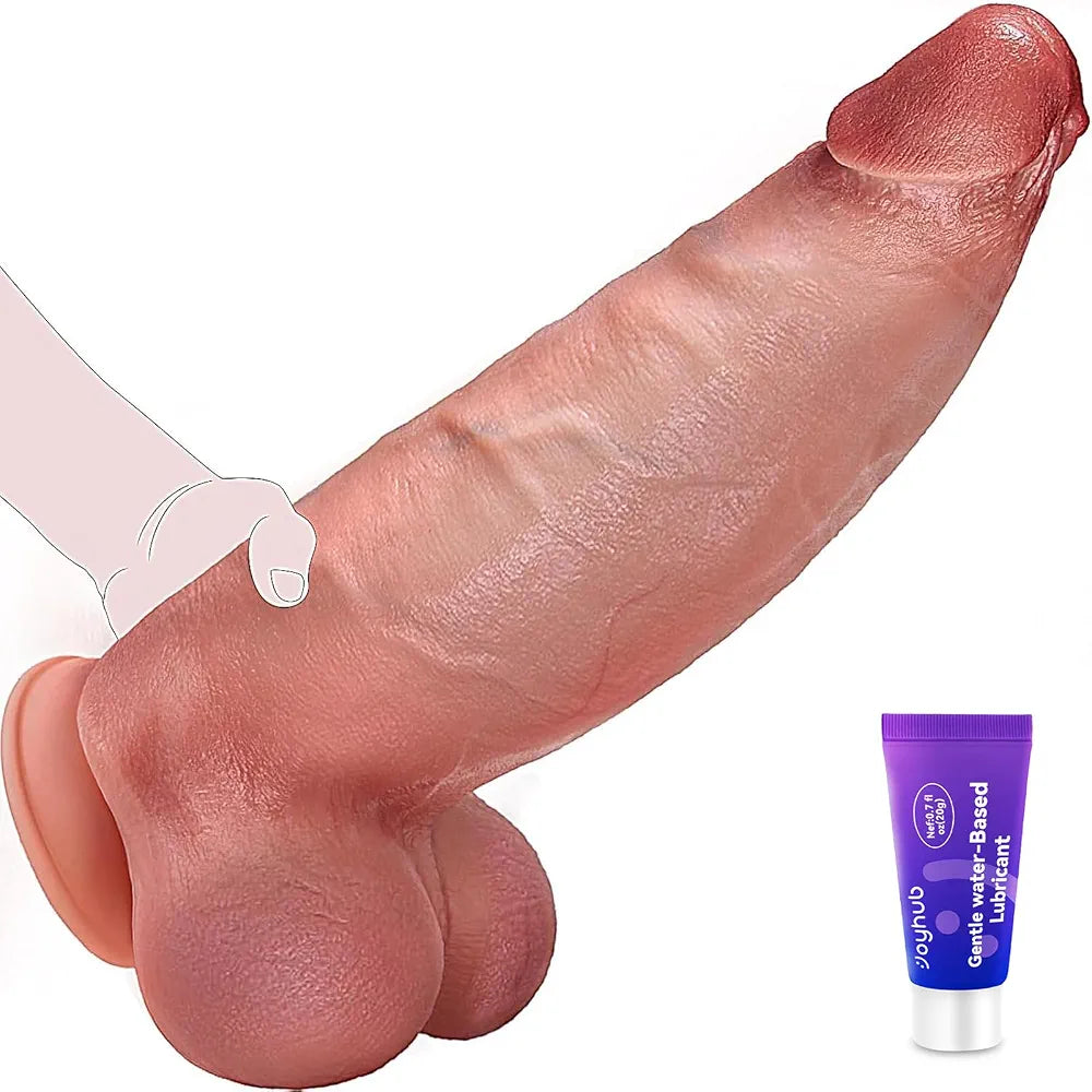 Coocfan 13-Inch Realistic Giant Silicone Dildo with Suction Cup - 9.4-Inch Girth Dual-Density Adult Sex Toy
