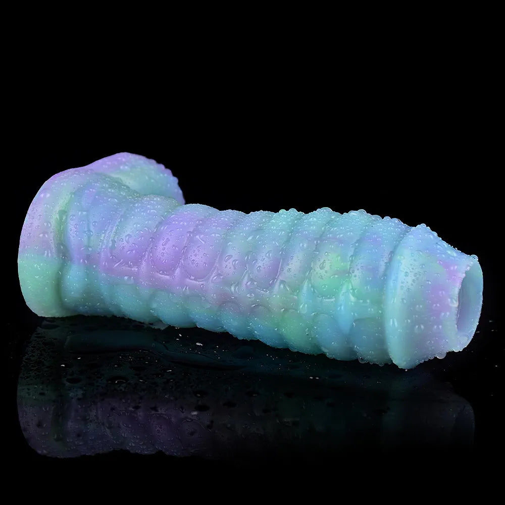 Luminous Silicone Dragon Penis Sleeve and Girth Extender with Cock Ring