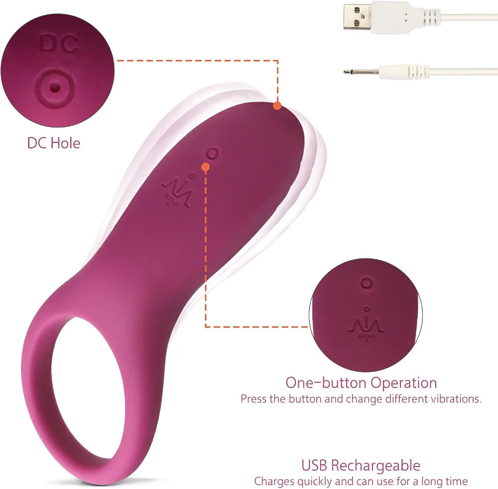 IMO Rechargeable Waterproof Silicone Vibrating Penis Ring for Couples