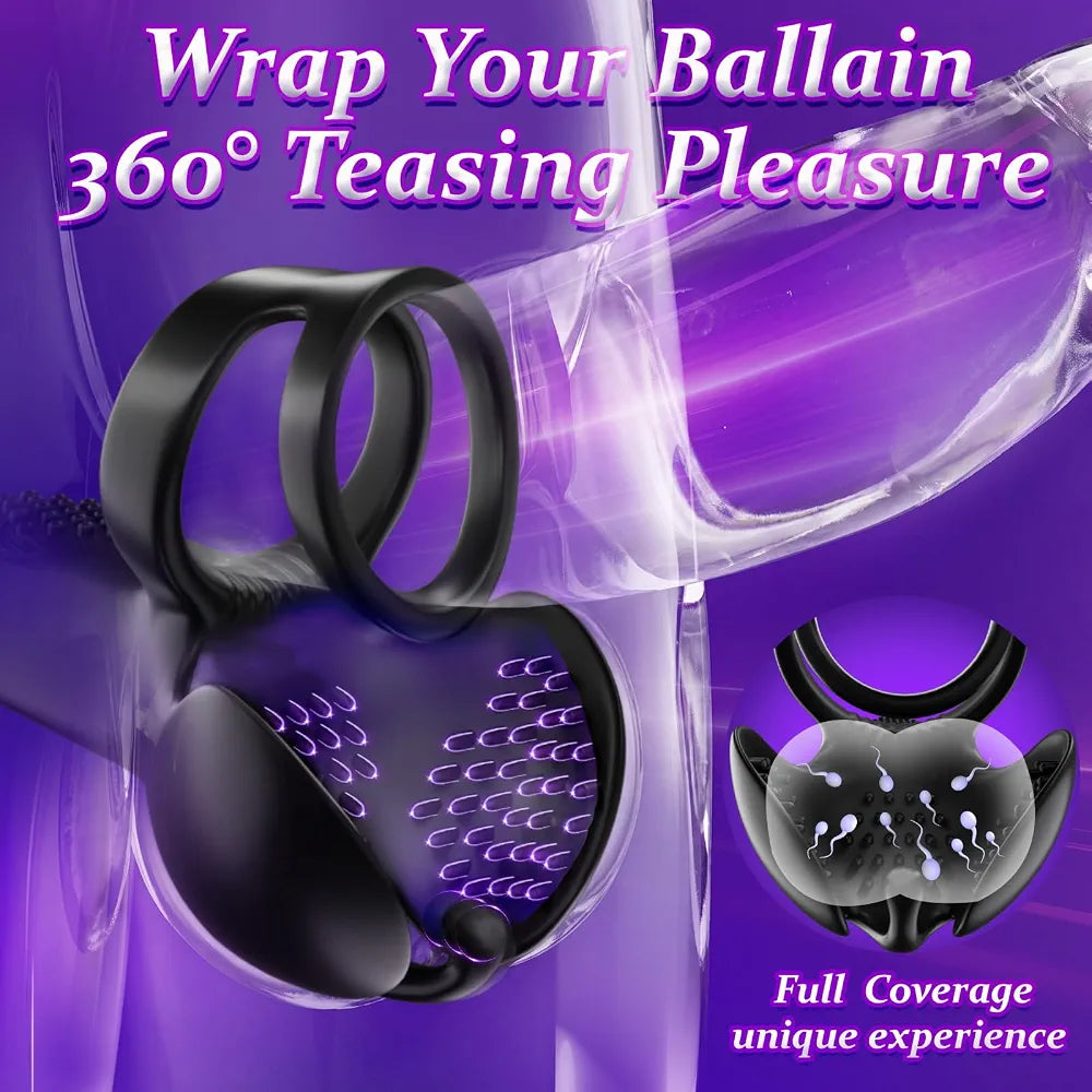 Premium App-Controlled Silicone Vibrating Cock Ring with Dual Stimulation