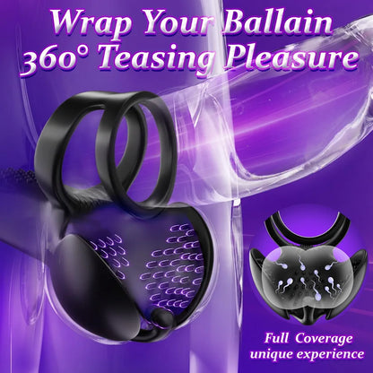Premium App-Controlled Silicone Vibrating Cock Ring with Dual Stimulation
