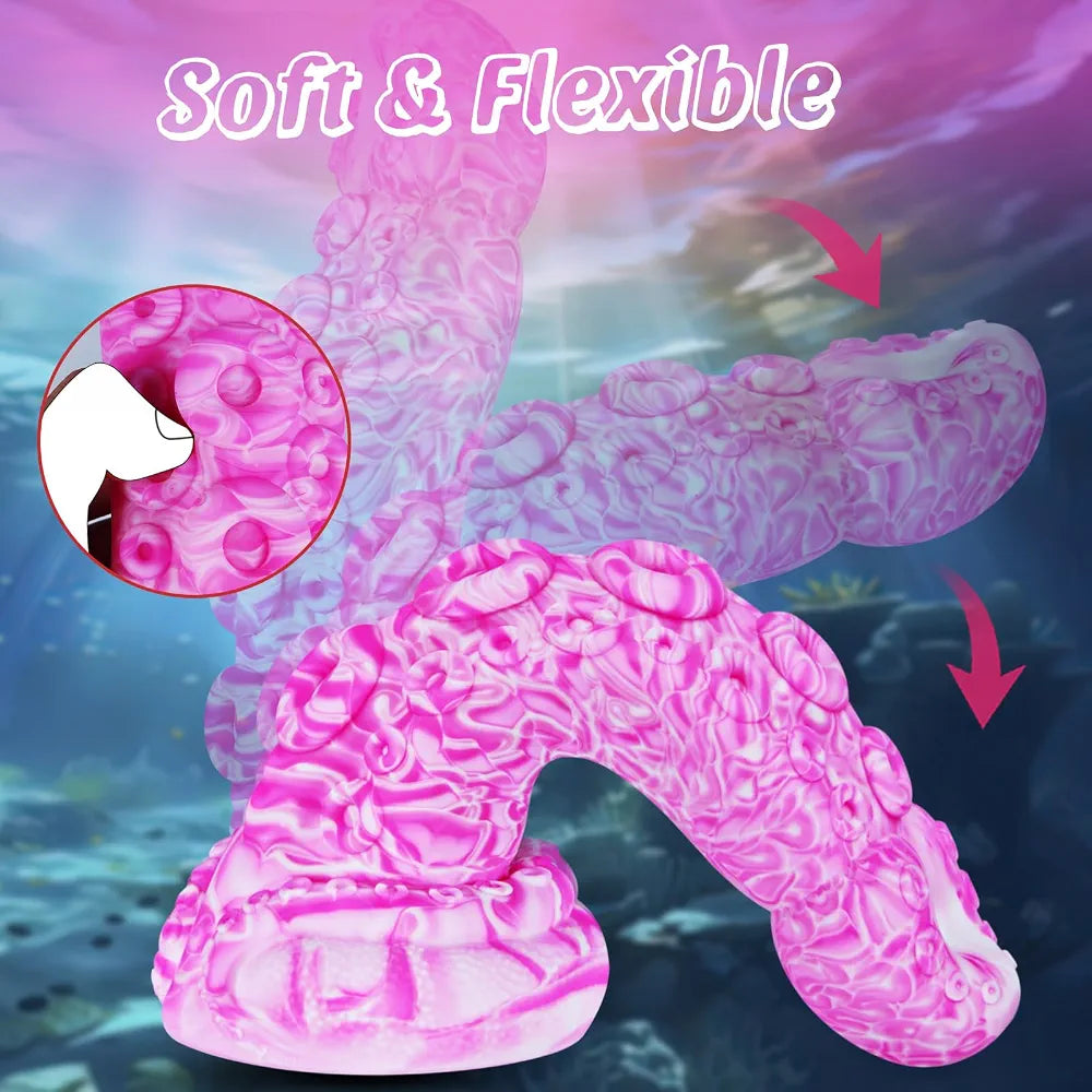 10-Inch Realistic Silicone Octopus Tentacle Dildo with Suction Cup - Extra Large Thick Monster Dragon Design for G-Spot and Prostate Stimulation