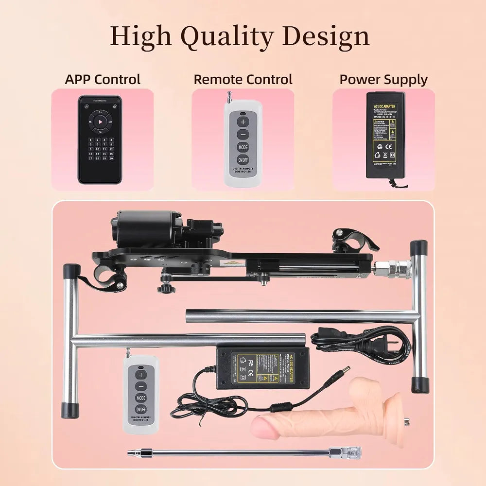 Realistic Thrusting Sex Machine with Heating Vibrator, Wireless Remote, and Versatile Masturbator Attachments