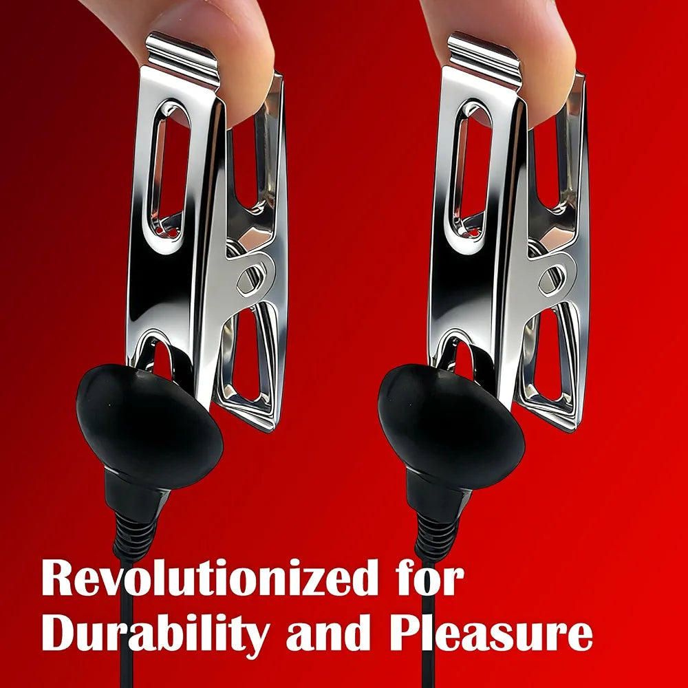 Advanced Electro-Stimulation Clitoral and Nipple Clamp Set for BDSM Sensory Play