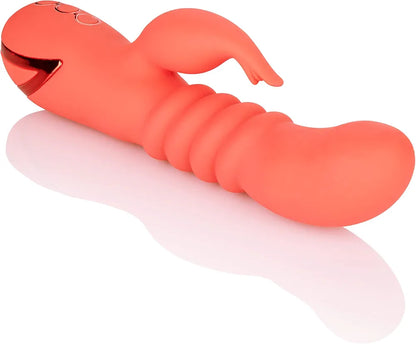 California Dreaming Silicone Thrusting Rabbit Vibrator - Orange