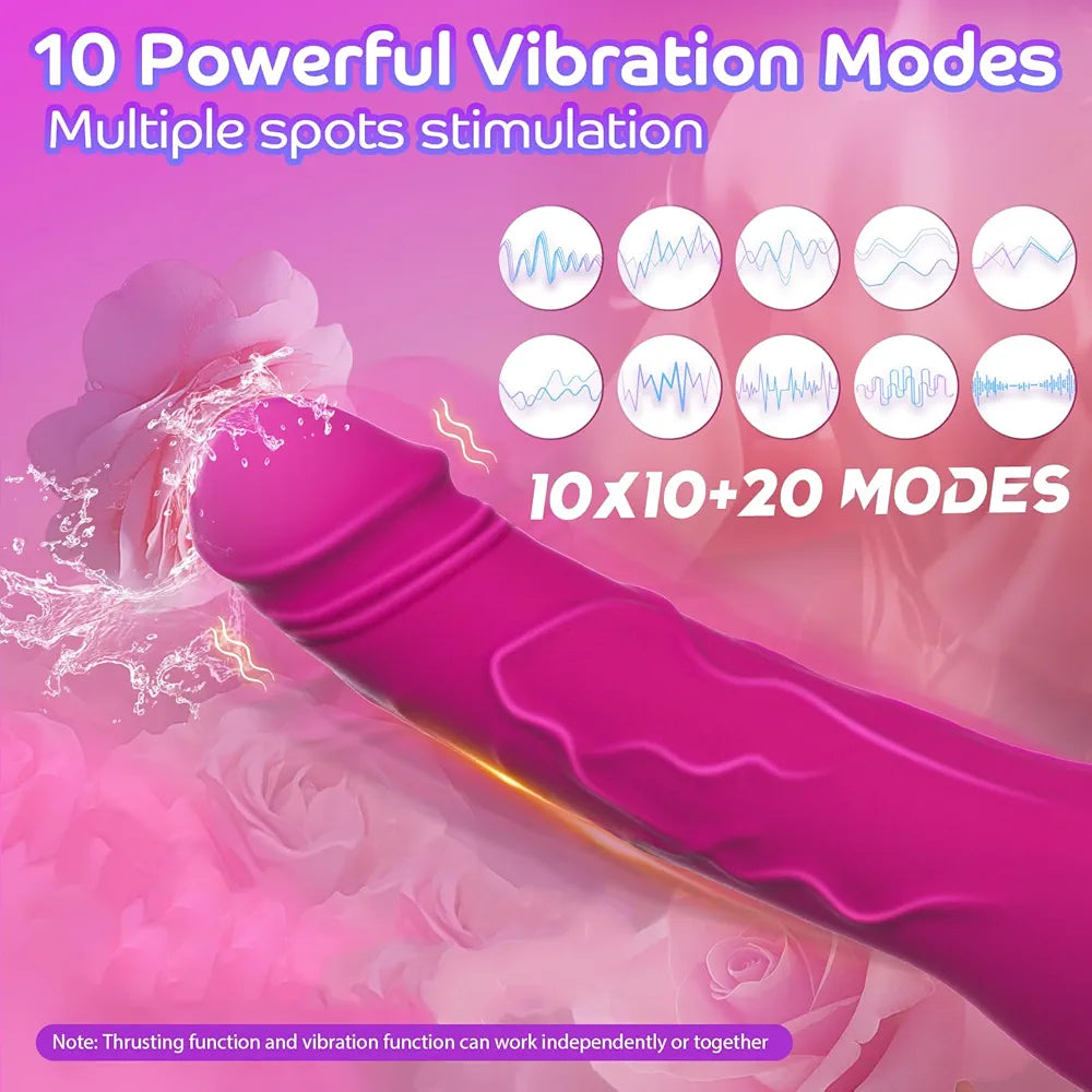 Pramtme 9-Inch Realistic Thrusting Dildo with 10 Vibration and Thrusting Modes