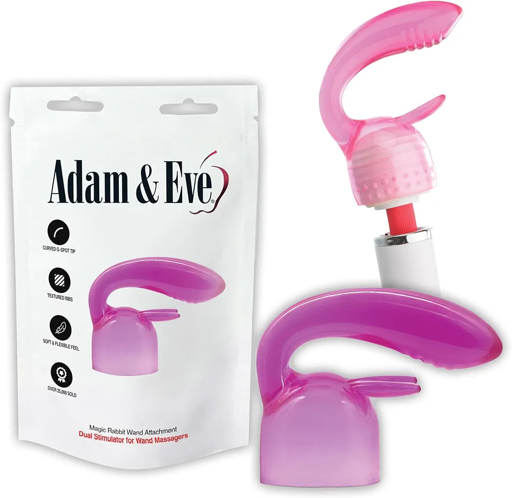 Dual-Action Ribbed Rabbit Attachment for Magic Wand Massagers