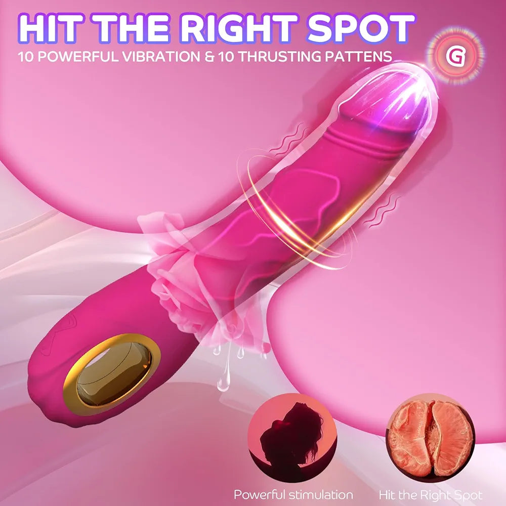 Pramtme 9-Inch Realistic Thrusting Dildo with 10 Vibration and Thrusting Modes